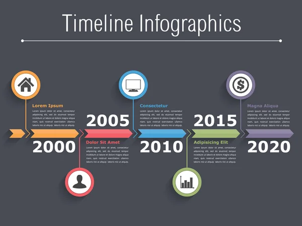 Timeline with Arrows — Stock Vector