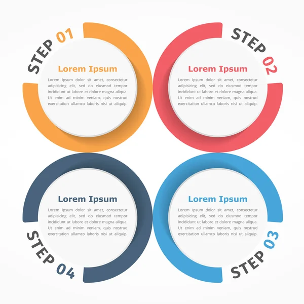 Gráfico del círculo Cuatro pasos — Vector de stock