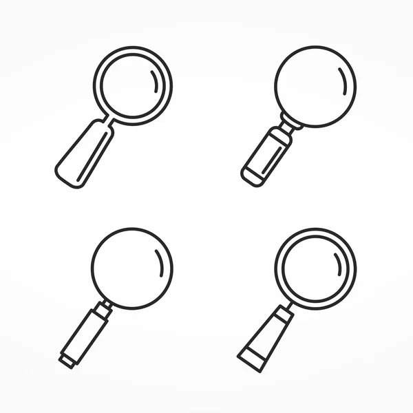 Magnifying Glass Line Icons — Stock Vector