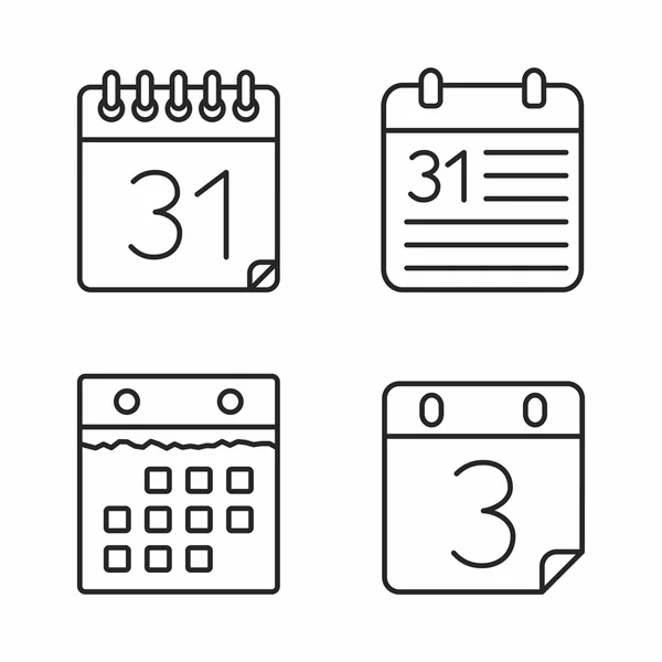 Calendar Line Icons — Stock Vector