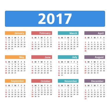 Yeni yıl 2017 takvim