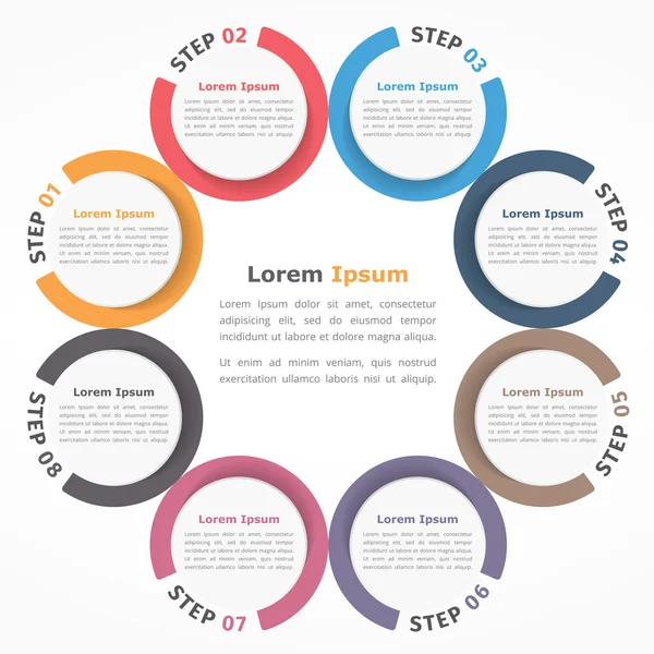 Diagrama do Círculo Oito elementos — Vetor de Stock