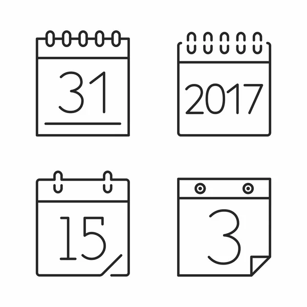 Calendar Line Icons — Stock Vector