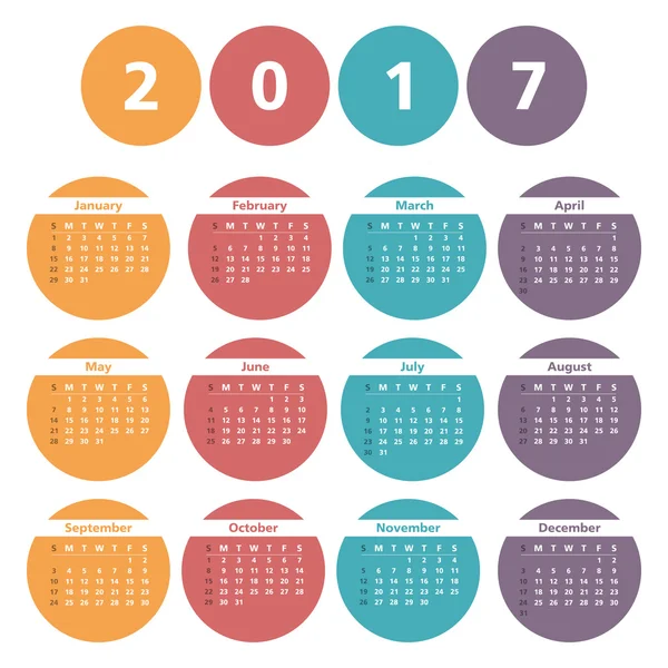 Yeni yıl 2017 takvim — Stok Vektör