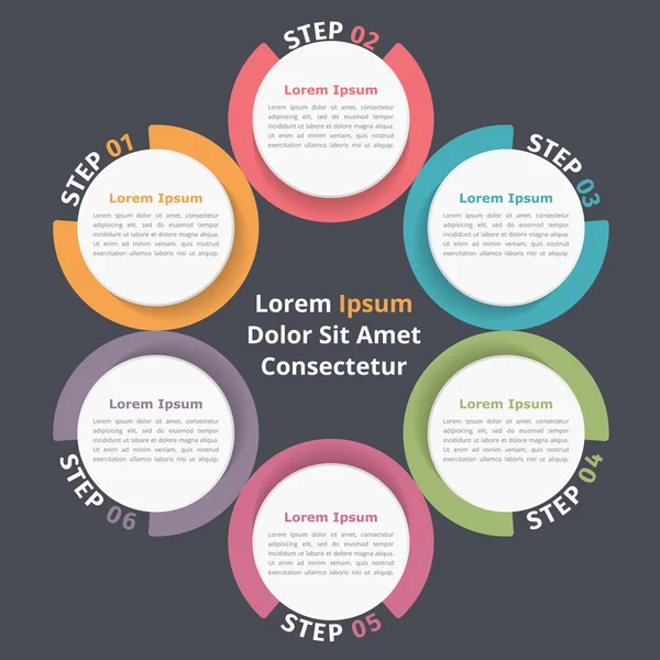 Cirkel Diagram zes elementen — Stockvector