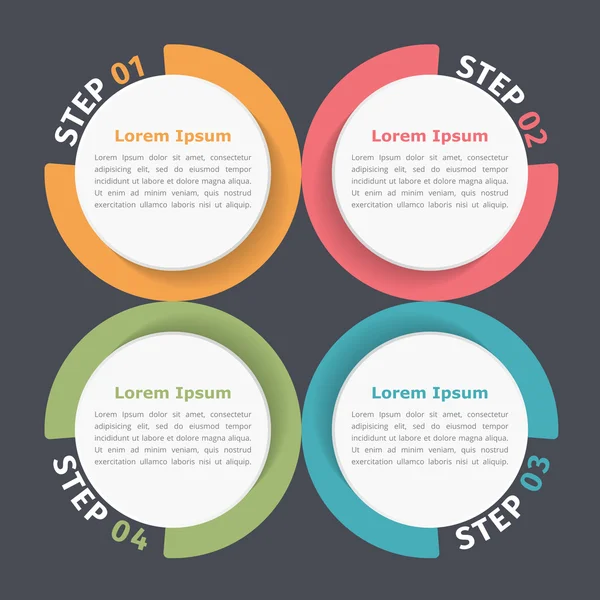 Diagrama del círculo Cuatro elementos — Vector de stock