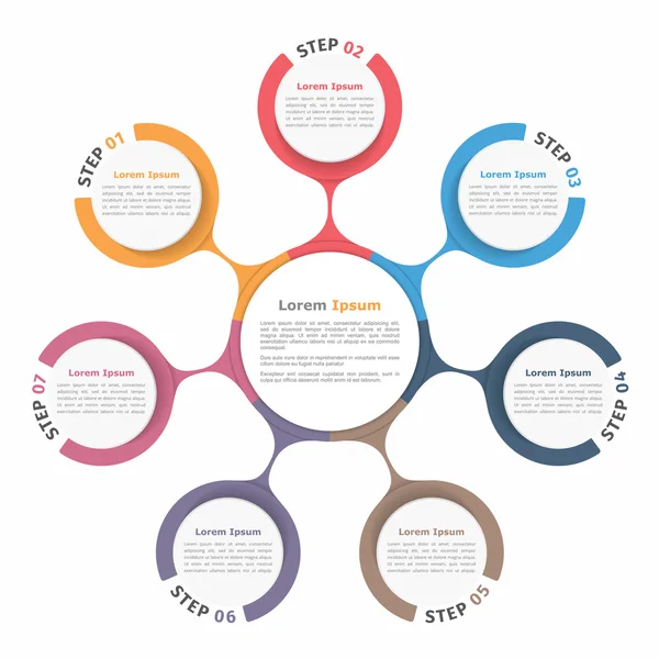 Kreisdiagramm sieben Elemente — Stockvektor