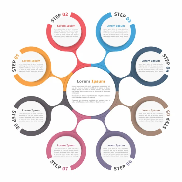 Kreisdiagramm acht Elemente — Stockvektor