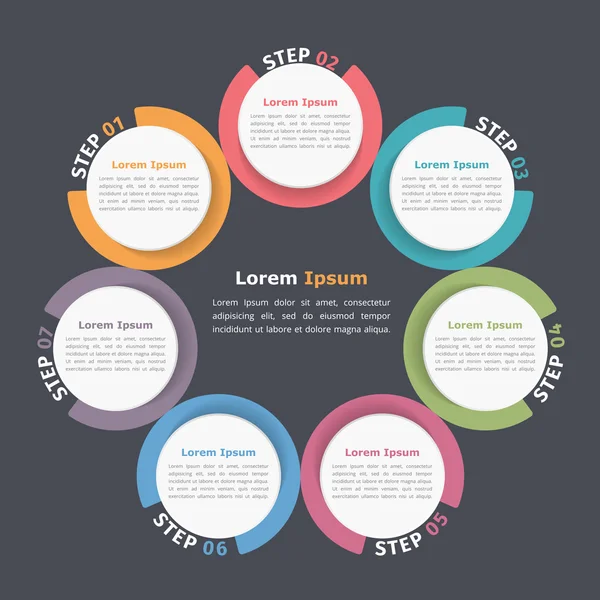 Circle Diagram Seven Elements — Stock Vector