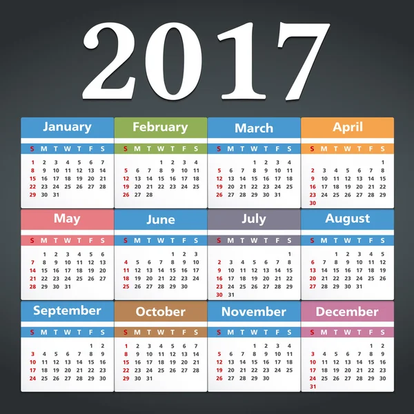 Ano Novo 2017 Calendário — Vetor de Stock