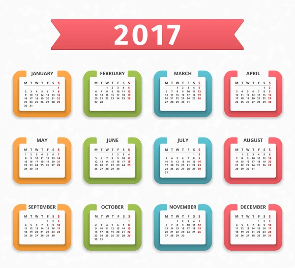 Nytt år 2017 kalender — Stock vektor