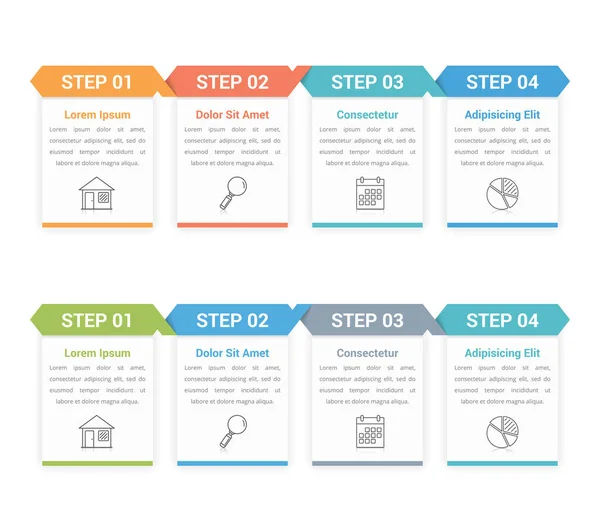 信息图模板 包含四个步骤或选项 工作流 流程图 Eps10 — 图库矢量图片