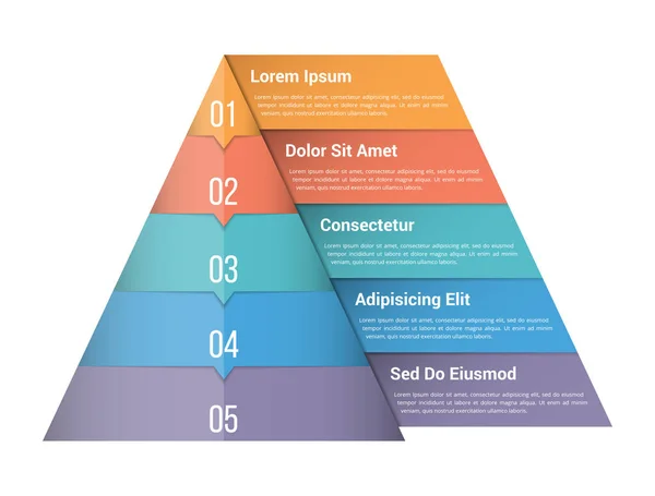 Pyramid Infographic Template Five Elements Vector Eps10 Illustration — Stock Vector