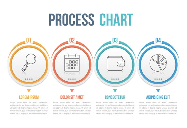 Gráfico Procesos Infografías Cuatro Pasos Ilustración Vectorial Eps10 — Vector de stock