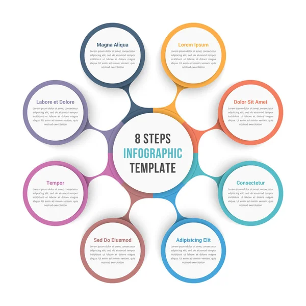 Kreisdiagramm Infografik Vorlage Mit Acht Schritten Oder Optionen Workflow Prozess — Stockvektor