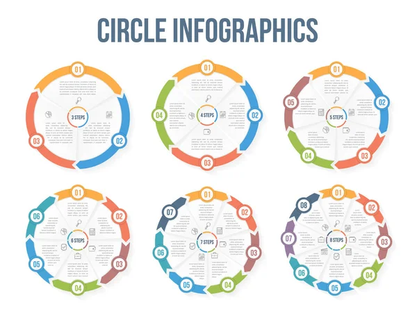 Circle Infographic Templates Elements Steps Options Workflow Process Diagram Data — Stock Vector