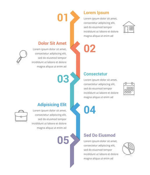 Infographic Template Five Steps Options Workflow Process Diagram Vector Eps10 — 图库矢量图片