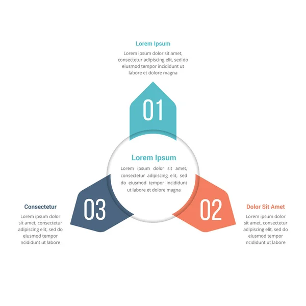 Circle Infographics Template Three Elements Can Used Steps Options Process — ストックベクタ