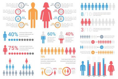 Human Infographics for reports and presentations, vector eps10 illustration clipart