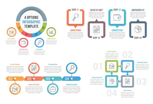 Quattro Fasi Modelli Infografici Può Essere Utilizzato Come Processo Opzioni — Vettoriale Stock