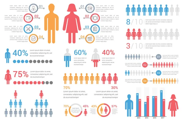 Menschliche Infografiken Für Berichte Und Präsentationen Vektor Eps10 Illustration — Stockvektor