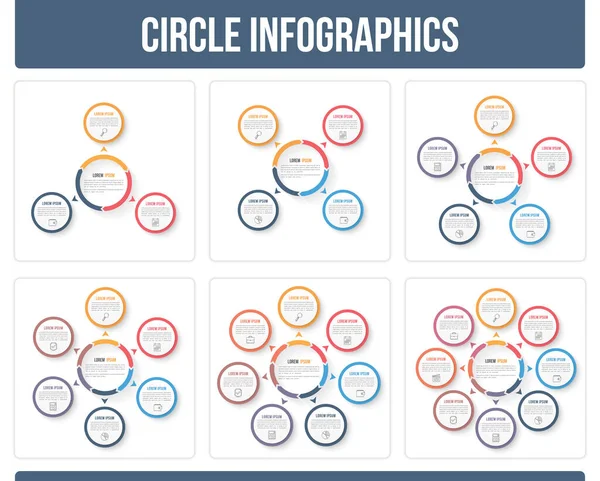 Circle Infographic Templates Elements Steps Options Workflow Process Diagram Data — Stock Vector