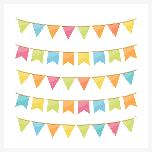 Kleurrijke Bunting Voor Decoratie Van Uitnodigingen Wenskaarten Etc Gors Vlaggen — Stockvector