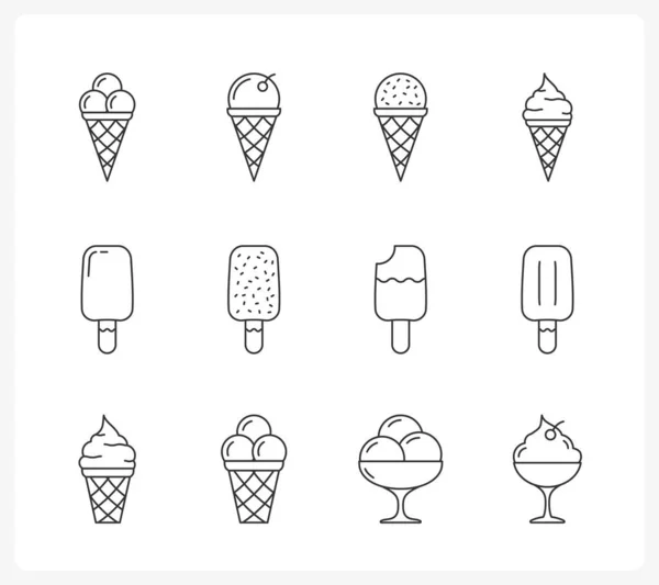 Набор Иконок Линии Мороженого Векторные Эпс10 Иллюстрации — стоковый вектор