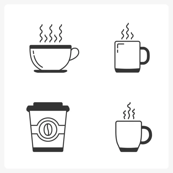 Set Med Kaffe Linje Ikoner Kaffekoppar Vektor Eps10 Illustration — Stock vektor