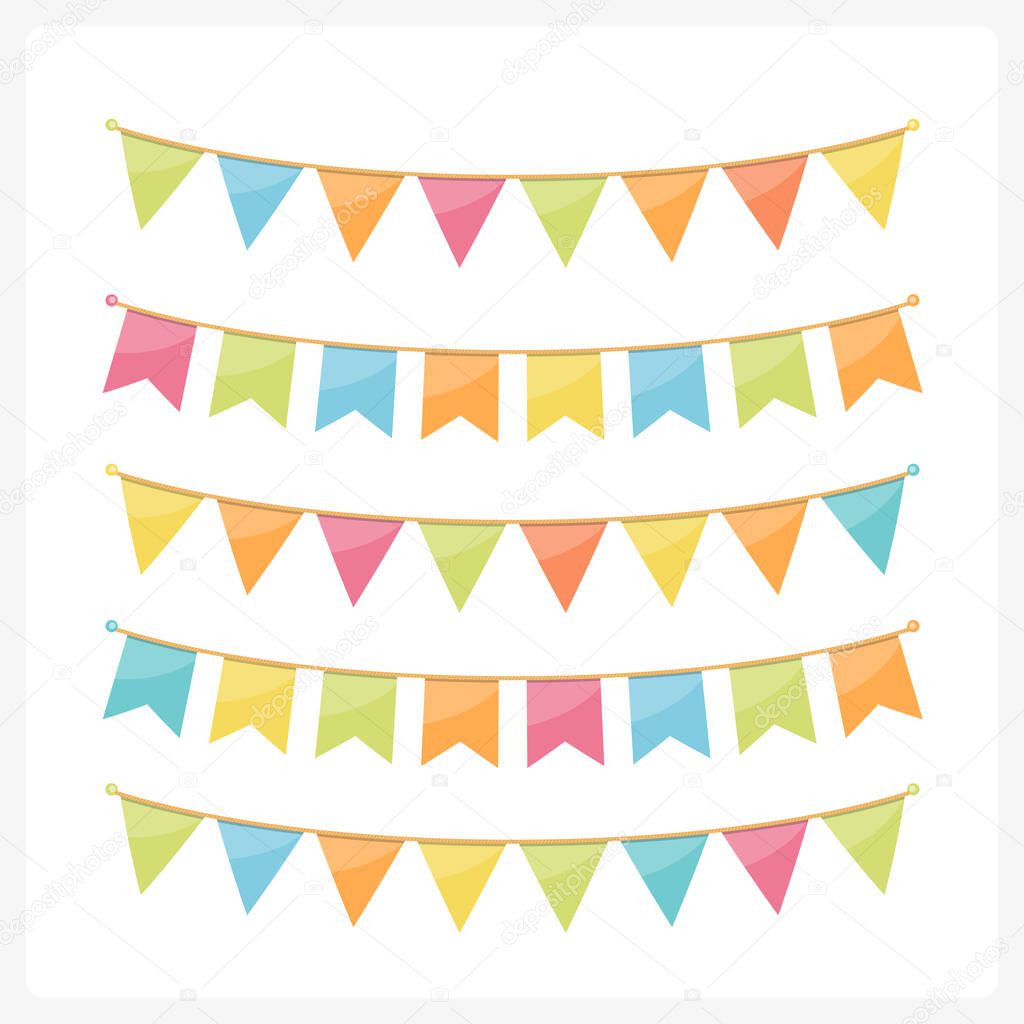 Colorful bunting for decoration of invitations, greeting cards etc, bunting flags, vector eps10 illustration