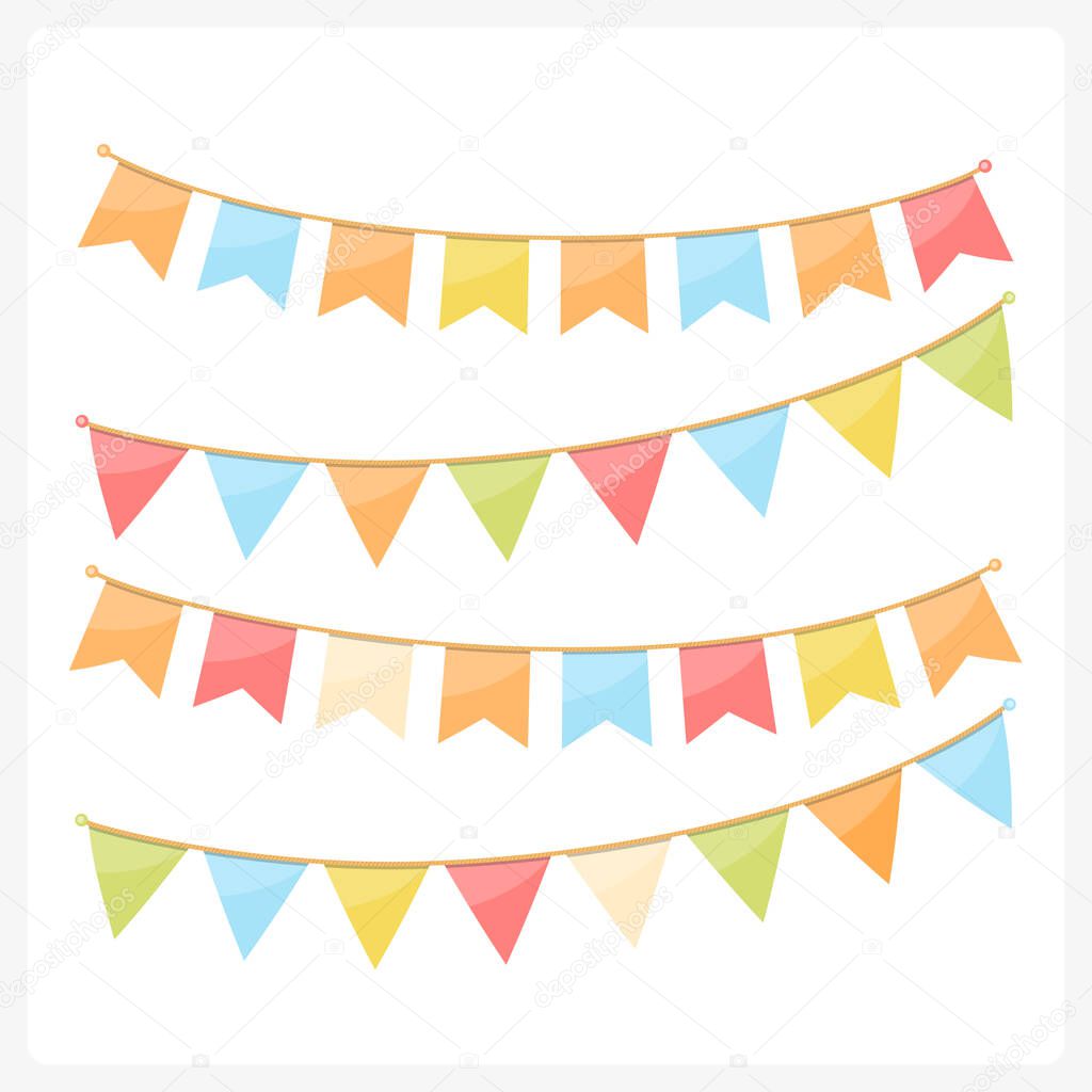 Colorful bunting for decoration of invitations, greeting cards etc, bunting flags, autumn colors, vector eps10 illustration