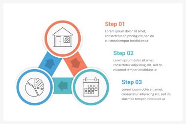 Üç elementli çember bilgi şablonu, vektör eps10 illüstrasyon