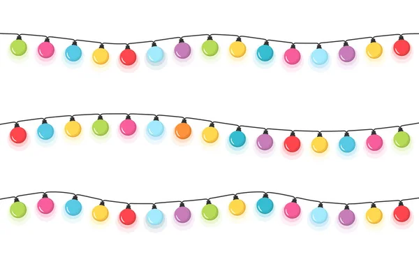 Lumières Noël Rondes Colorées Fond Blanc Illustration Vectorielle Eps10 — Image vectorielle