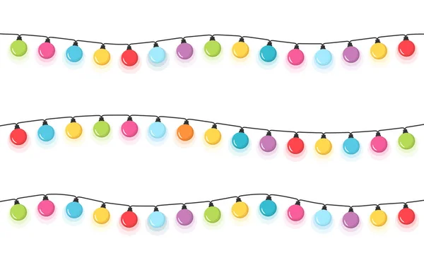 Kleurrijke Ronde Kerstverlichting Witte Achtergrond Vector Eps10 Illustratie — Stockvector