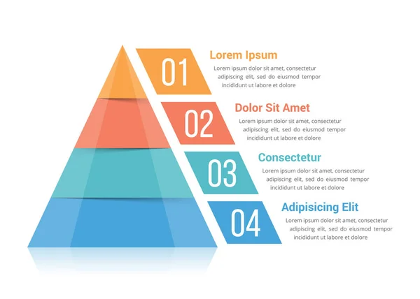 Plantilla Infografía Piramidal Con Cuatro Elementos Ilustración Vectorial Eps10 — Vector de stock