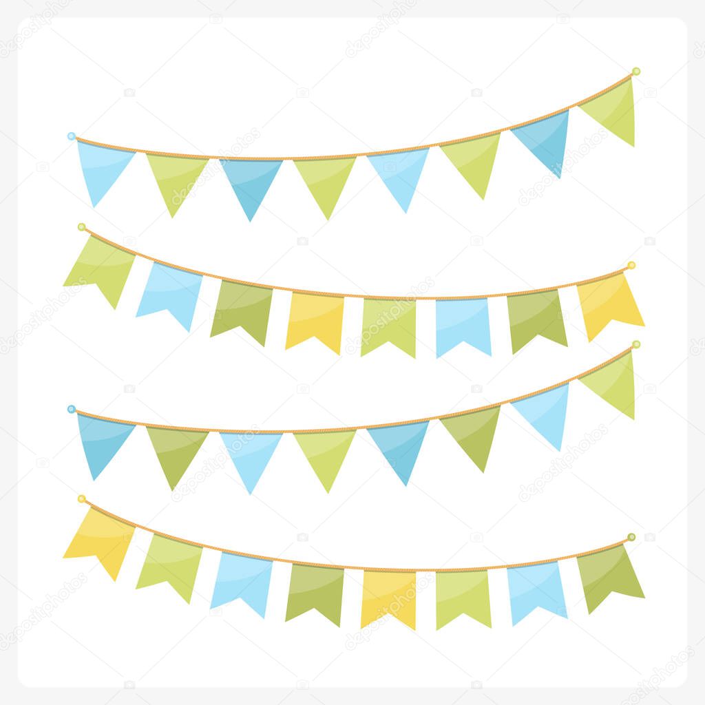 Colorful bunting for decoration of invitations, greeting cards etc, bunting flags, summer colors, vector eps10 illustration