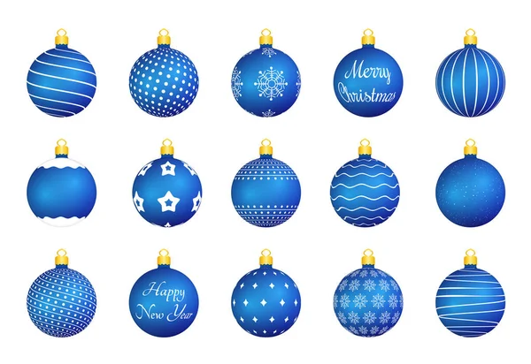 Bolas Azules Navidad Con Diferentes Texturas Vector Eps10 Ilustración — Archivo Imágenes Vectoriales