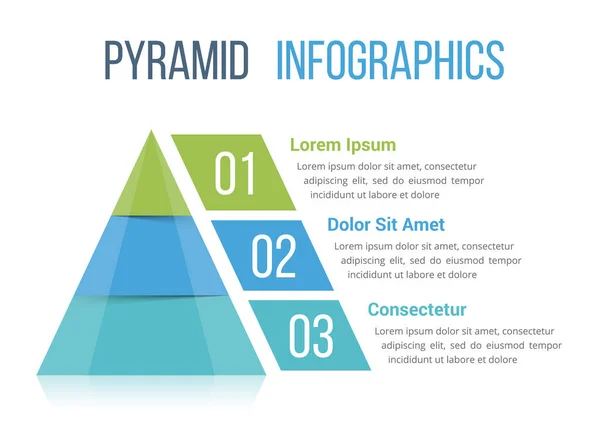 3つの要素を持つピラミッドインフォグラフィックテンプレート ベクトルEps10イラスト — ストックベクタ