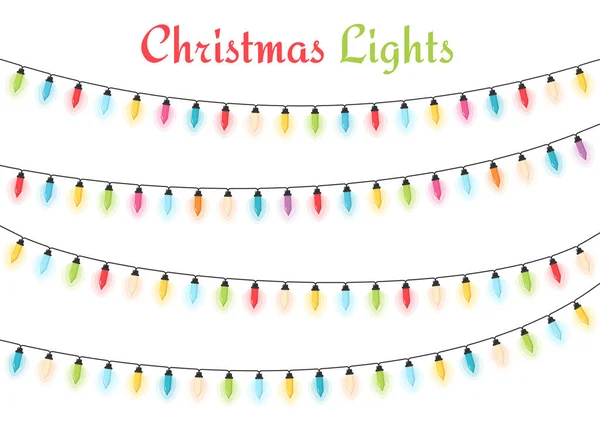 Colorful Christmas Lights White Background Vector Eps10 Illustration — Stock Vector