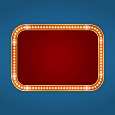 Işıklı kırmızı retro pankart, vektör eps10 illüstrasyon