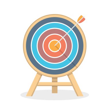 Oklu hedef, düz stil, vektör eps10 illüstrasyonu