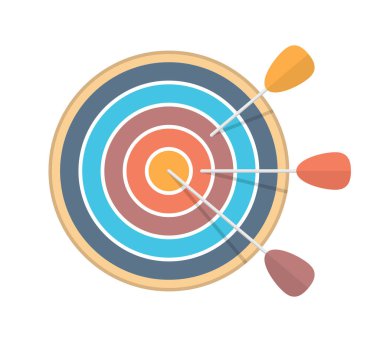 Üç oklu hedef, düz stil, vektör eps10 illüstrasyon