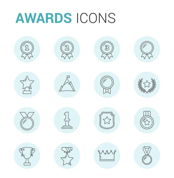 Medals Awards Line Icons Circles Vector Eps10 Illustration Royalty Free Stock Vectors