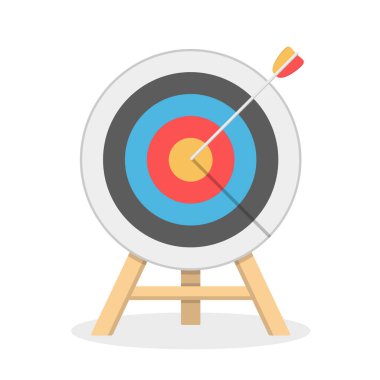 Oklu hedef, düz stil, vektör eps10 illüstrasyonu