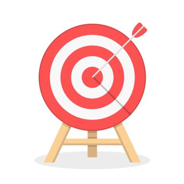 Oklu kırmızı hedef, düz stil, vektör eps10 illüstrasyon