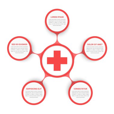 5 elementi, adımı veya seçeneği olan tıbbi bilgi grafikleri, vektör eps10 illüstrasyonu