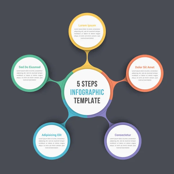 Plantilla Infográfica Diagrama Circular Con Cinco Pasos Opciones Flujo Trabajo — Archivo Imágenes Vectoriales