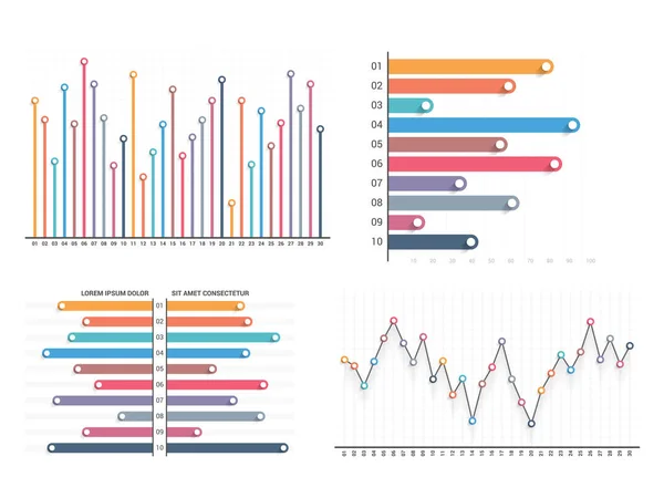 Bar Graph Line Graph Templates Business Infographics Vector Eps10 Illustration — Stock Vector