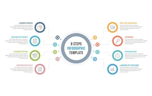Infographic Template Eight Steps Options Workflow Process Diagram Vector Eps10 — 图库矢量图片