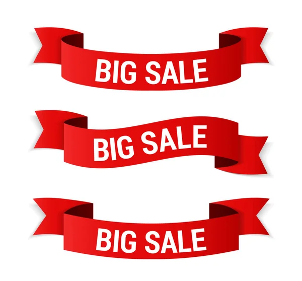 Red Big Sale Banners White Background Vector Eps10 Illustration — Stock Vector